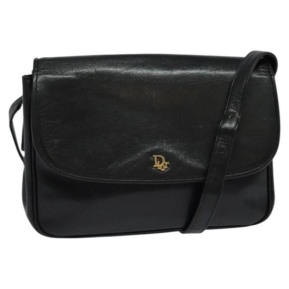 DIOR Shoulder Bag Leather Black Gold - Picture 1 of 12